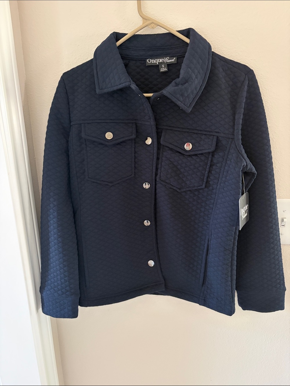 Onque Casuals Navy Quilted Snap-Front Jacket